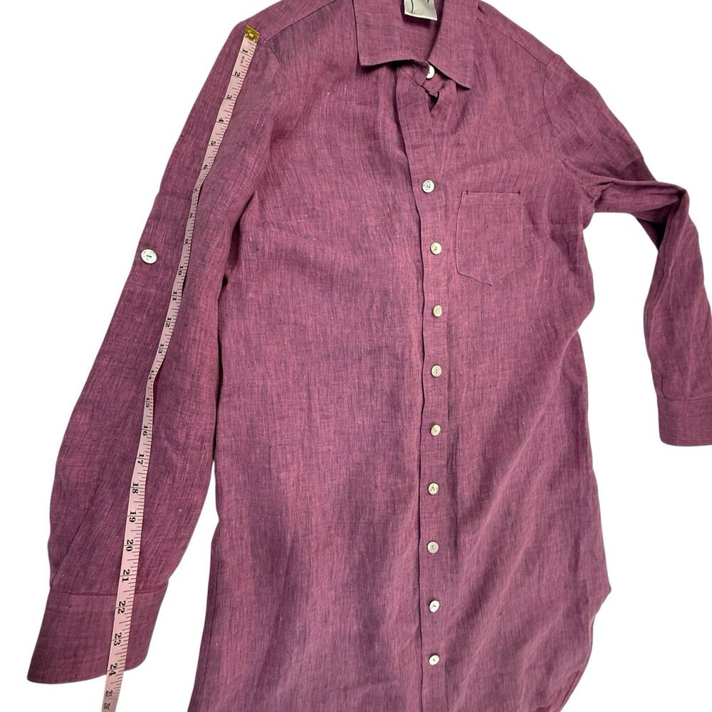 Finley Linen Button Up Shift Shirt Dress Women XS Pink Long Sleeve Preppy USA - Picture 9 of 9